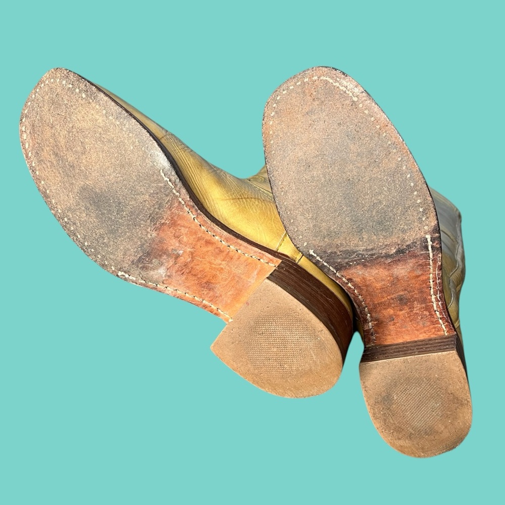 Frye Tall Western Heeled Boots in Mustard Yellow - Picture 5 of 12